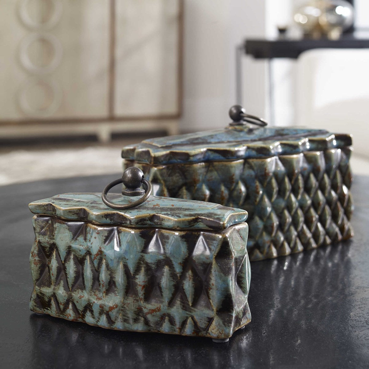 Neelab Lidded Glazed Ceramic Boxes