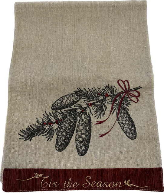 Reindeer Wreath/Pinecone Table Runner