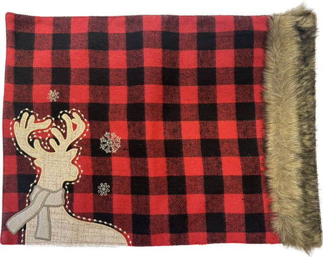 Buffalo Plaid Placemat w/Faux Fur Trim