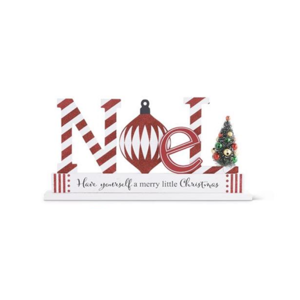 Red & White Cutout Tabletop Sign w/Bottle Brush Tree, 3 Styles-sold separately