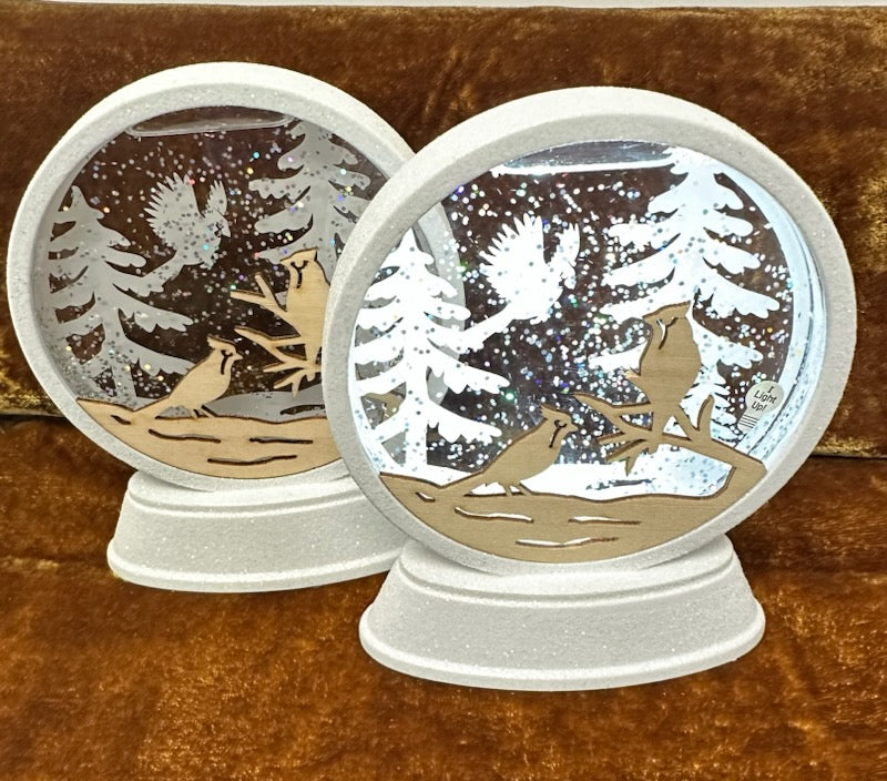 LED Light-Up Acrylic Winter Snow Globe Decor