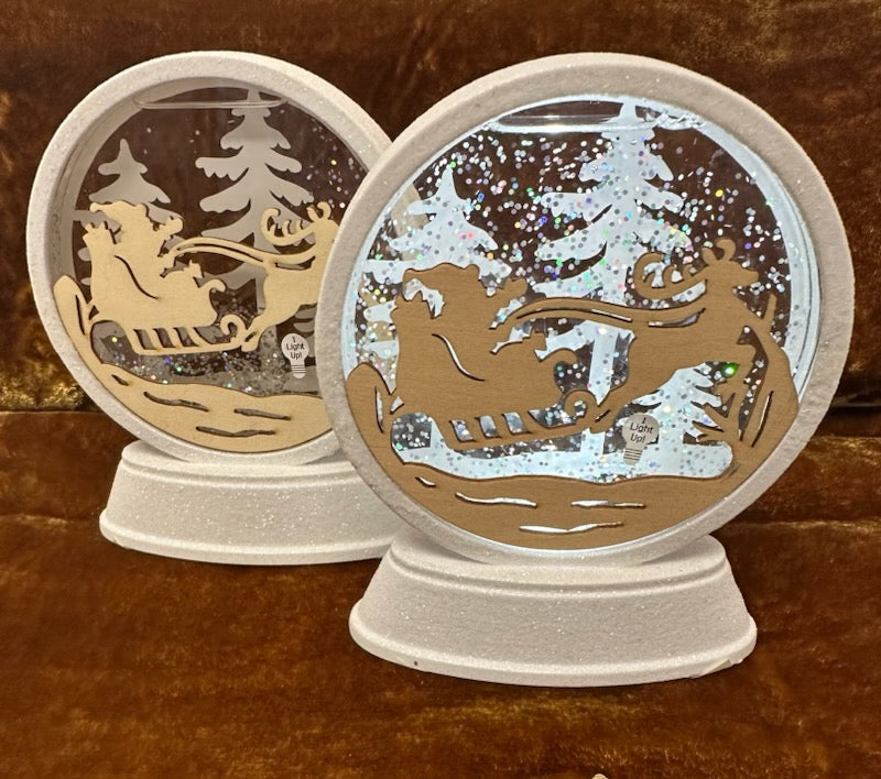 LED Light-Up Acrylic Winter Snow Globe Decor