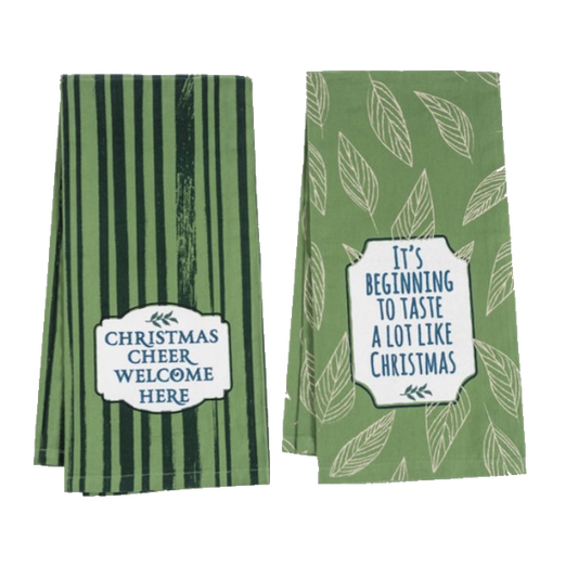 Green Holiday Kitchen Tea Towel, each sold separately