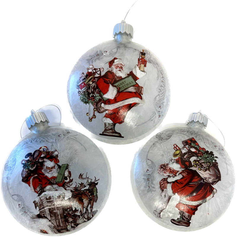 Glass Santa LED Ornament, Assorted