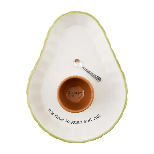 Avocado Shaped Chip and Guacamole Dip Bowl Set