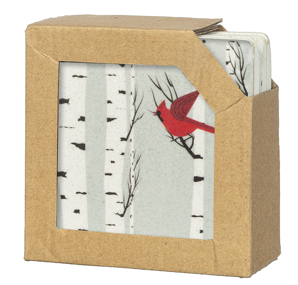 Cardinal in Birch Trees Coasters (Set of 4)