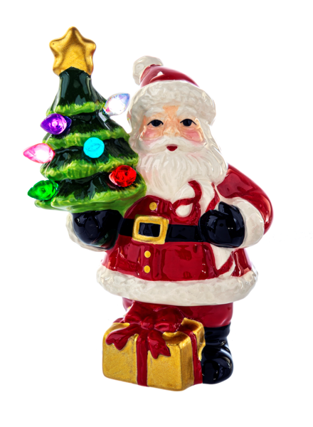 LED Retro Santa w/Light-Up Tree Shimmer
