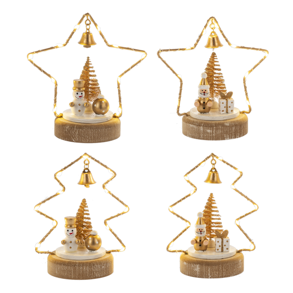 LED Light Up Santa/Snowman in Tree/Star Figurine-Assorted, each sold separately