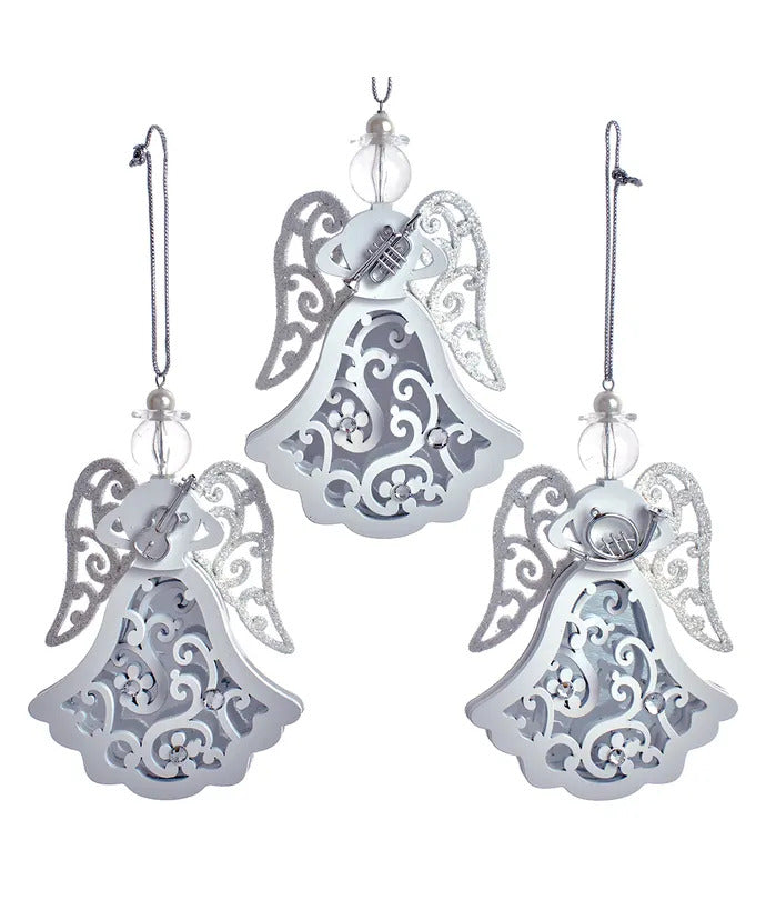 Silver & White Glittered Angel Ornament, sold separately