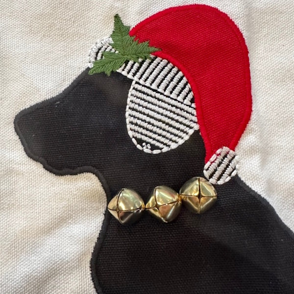 Santa Dog w/Bells Tea Towel