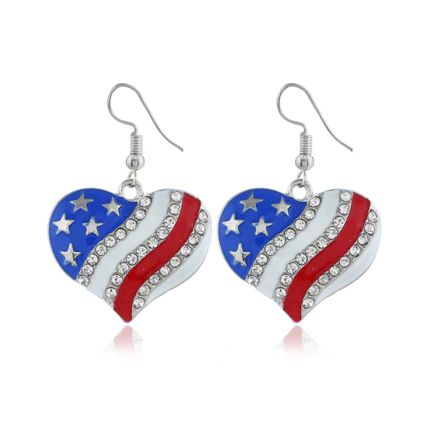 American Flag Heart Earrings
