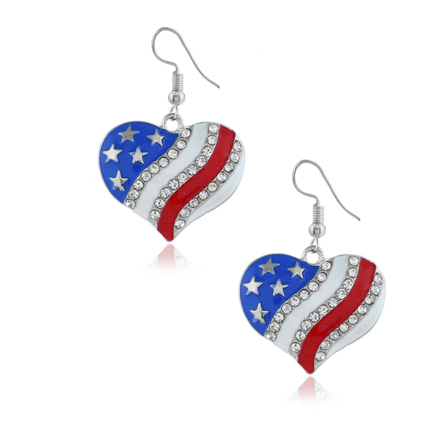 American Flag Heart Earrings