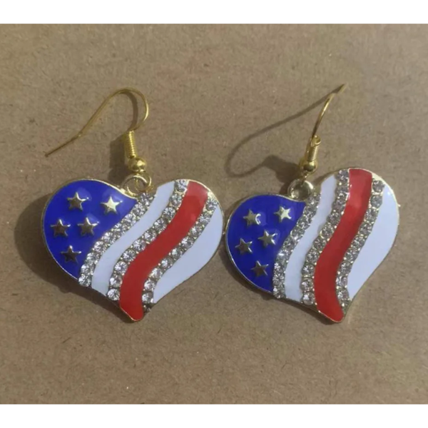 American Flag Heart Earrings