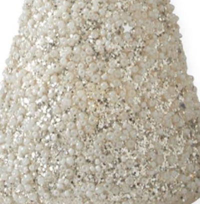 LED Silver Glittered & White Seed Bead Angel Cone Ornaments w/Timers, each sold separately