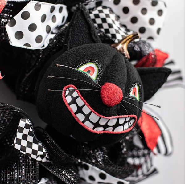 Fleece Black Cat Pumpkin Decoration, 7"