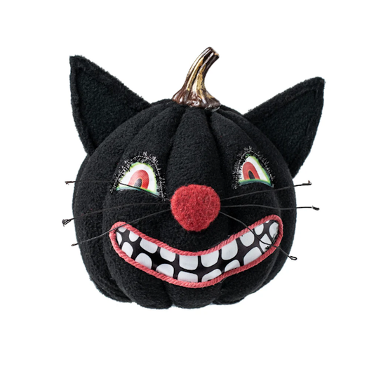 Fleece Black Cat Pumpkin Decoration, 7"