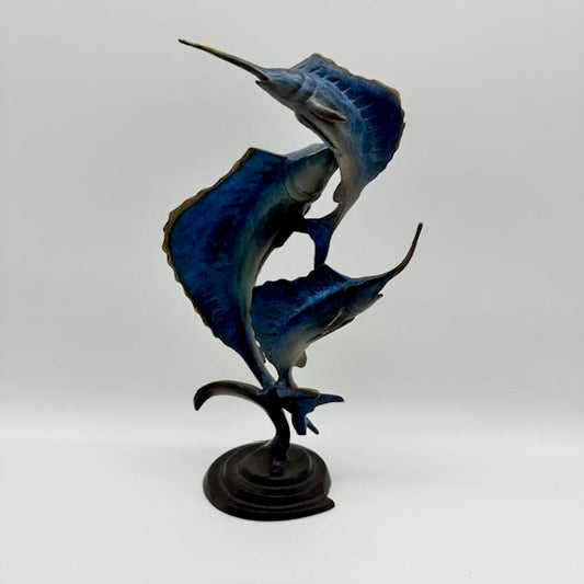 Brass Sailfish Trophy Statue, "Dancers on the Waves"