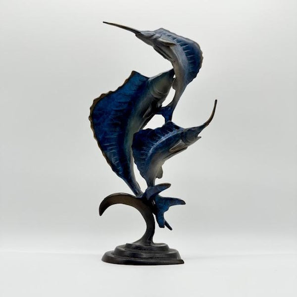 Brass Sailfish Trophy Statue, "Dancers on the Waves"