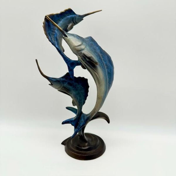Brass Sailfish Trophy Statue, "Dancers on the Waves"
