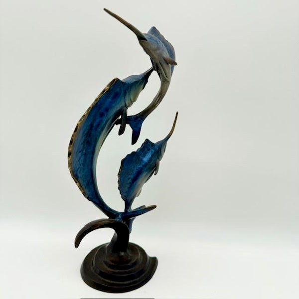Brass Sailfish Trophy Statue, "Dancers on the Waves"