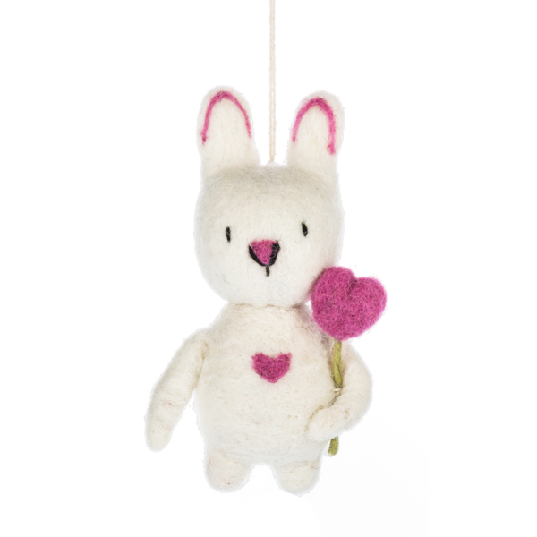 Bunny with Heart Ornament-Assorted, each sold separately