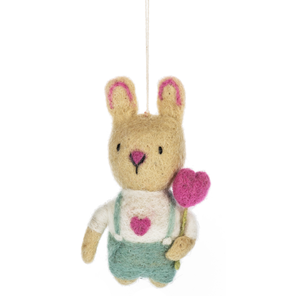 Bunny with Heart Ornament-Assorted, each sold separately