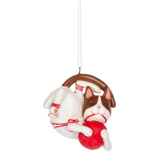 Cat Playing With Yarn Ornament