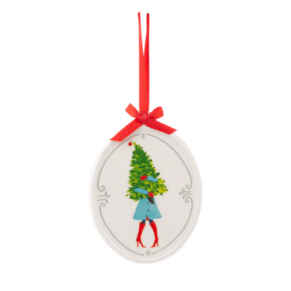 Ceramic Glam Girl Disc Ornament