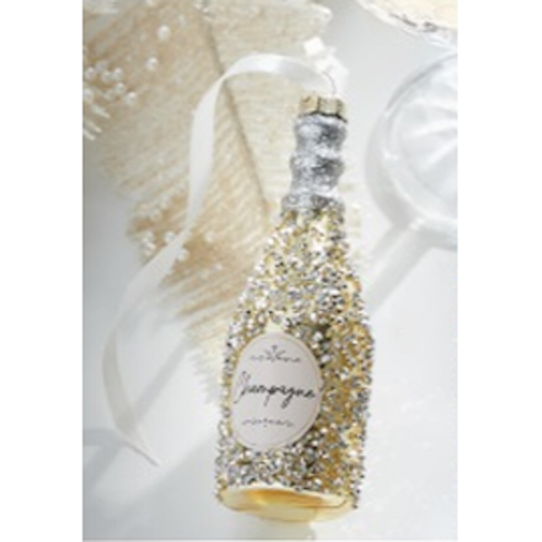 Glittered Champagne Bottle Ornament