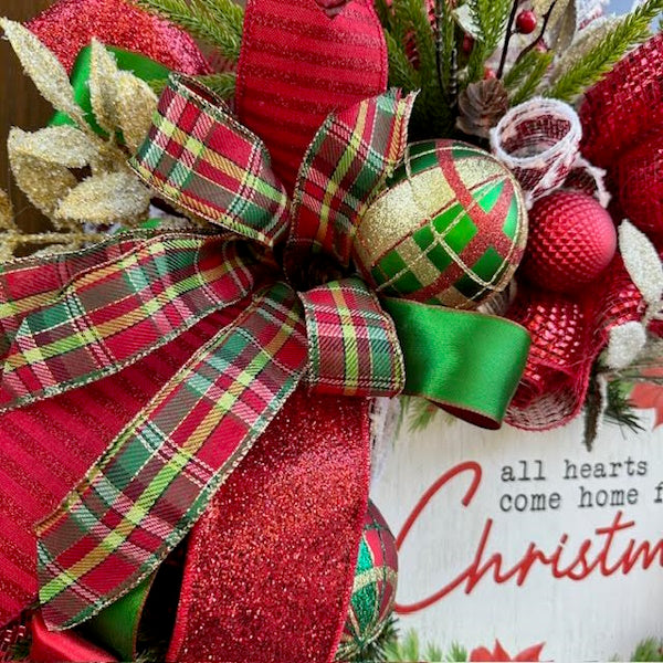 All Hearts Come Home for Christmas Wreath-Custom Design, Handmade