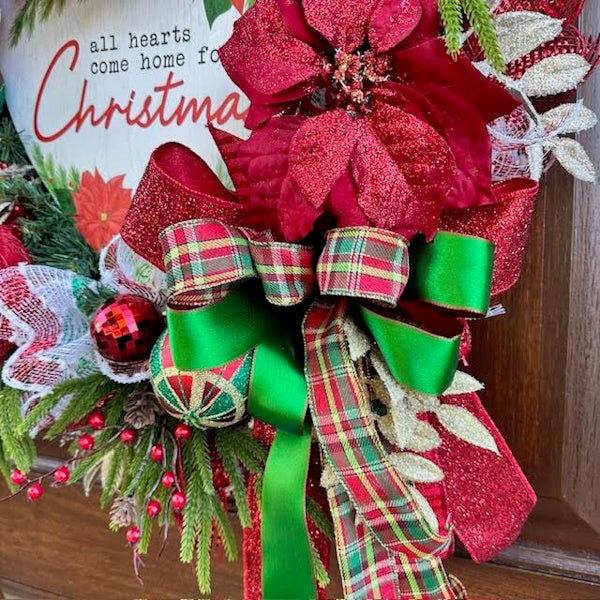 All Hearts Come Home for Christmas Wreath-Custom Design, Handmade