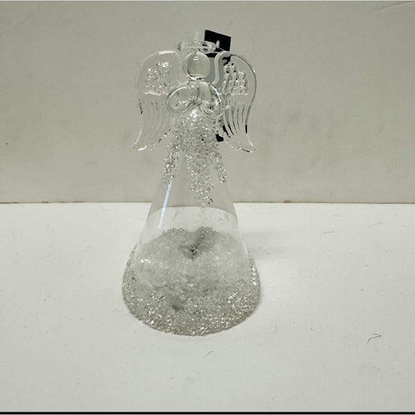 Clear LED Angel w/Glass Beads