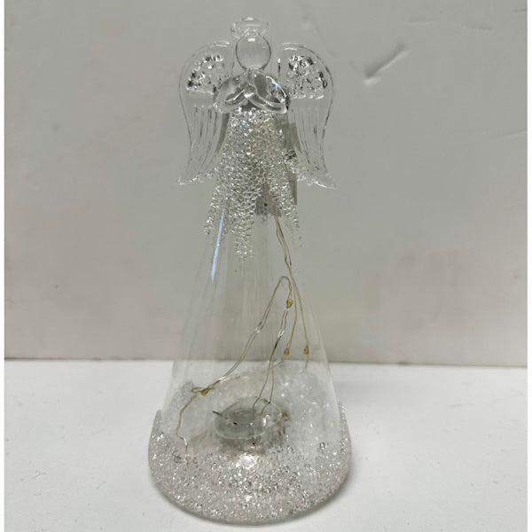 Clear LED Angel w/Glass Beads