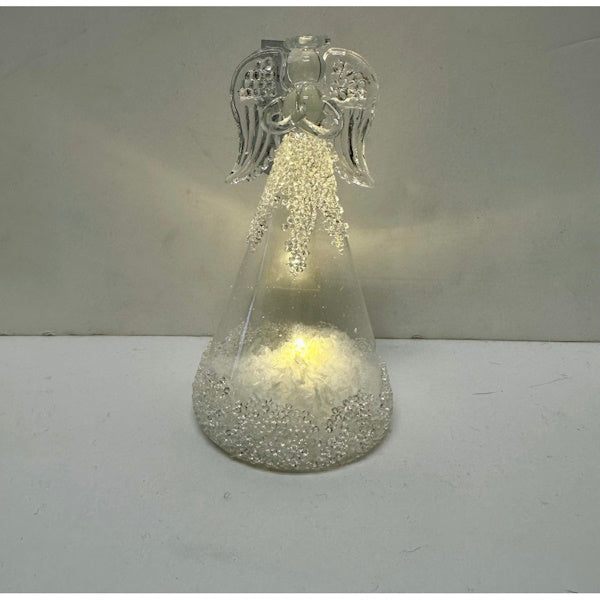 Clear LED Angel w/Glass Beads