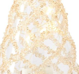 Clear Glass Lattice Gold Bead LED Angels w/Timers, each sold separately