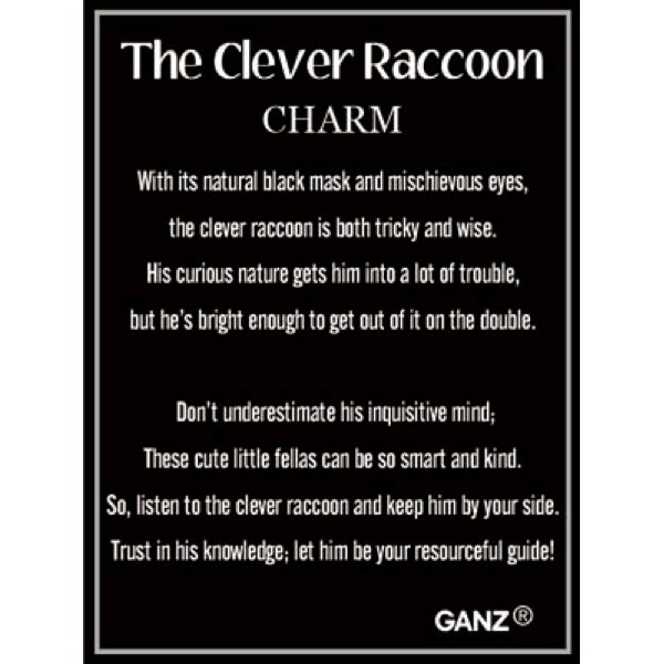 The Clever Raccoon Charm with Insert Card