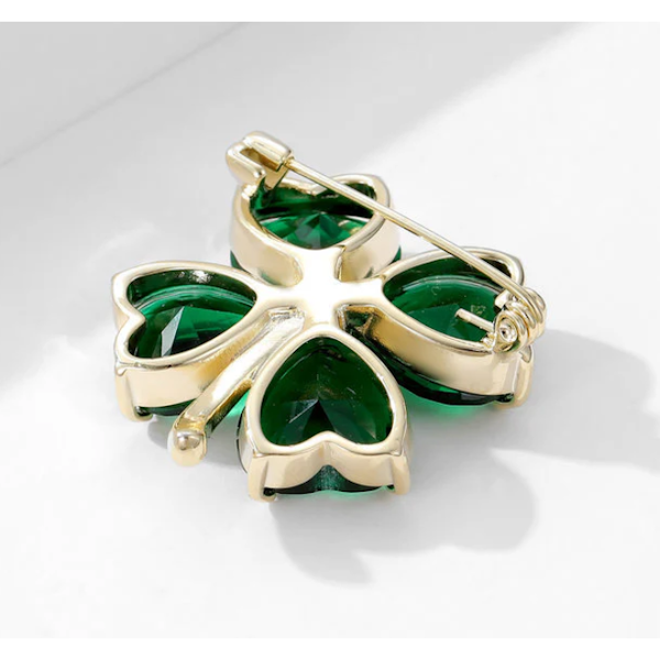 Saint Patrick's Day Rhinestone Clover Brooch Pin