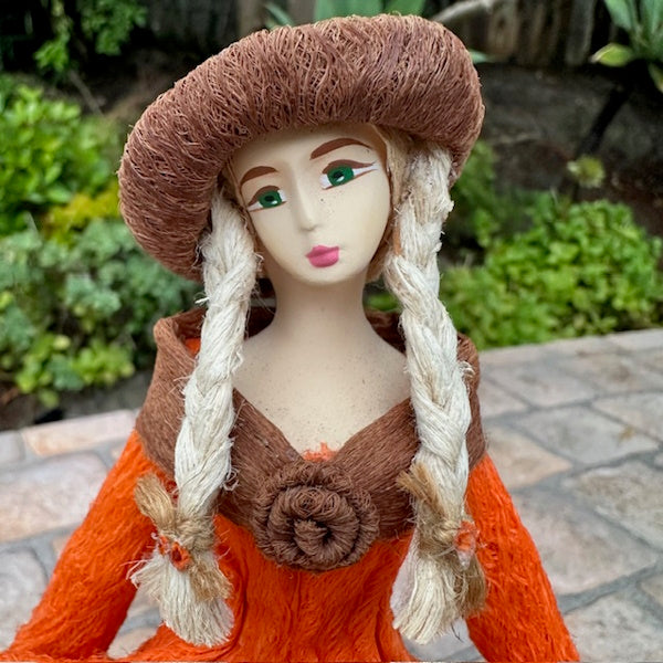 Handcrafted Columbian Corn Husk Fashion Doll-Monica