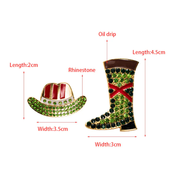Cowgirl Hat & Boot Asymmetrical Rhinestone Earrings