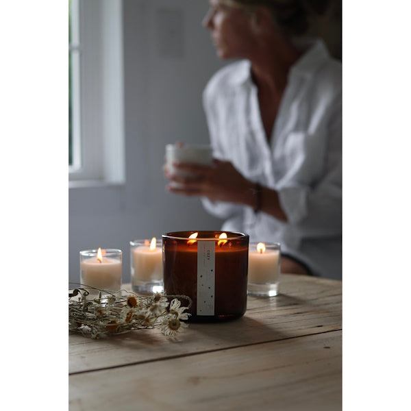 Cozy 2-Wick Candle, Amber Glass Vessel, 13-oz