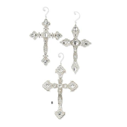 Silver 2-Sided Cross Ornament