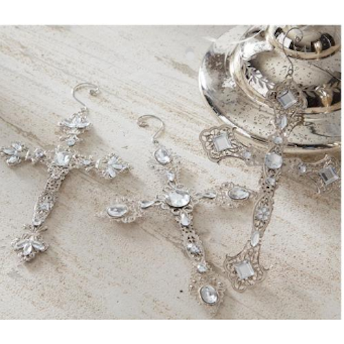 Silver 2-Sided Cross Ornament