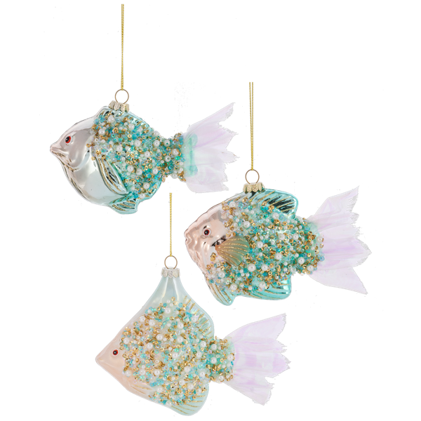 Jewel-Crusted Glass Fish Ornament-Assorted Styles, sold separately