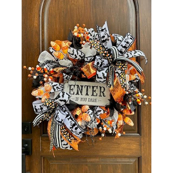 "Enter If You Dare"- Halloween Wreath - Custom made