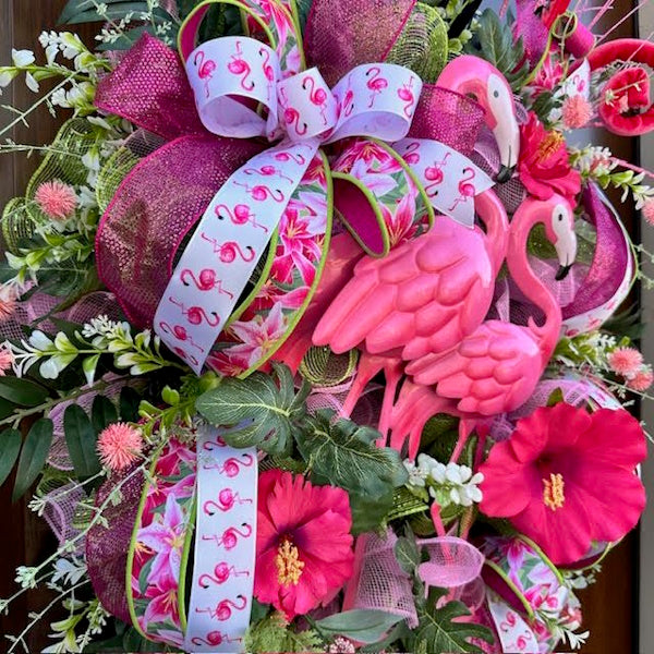 Flamingo Wreath-Handmade