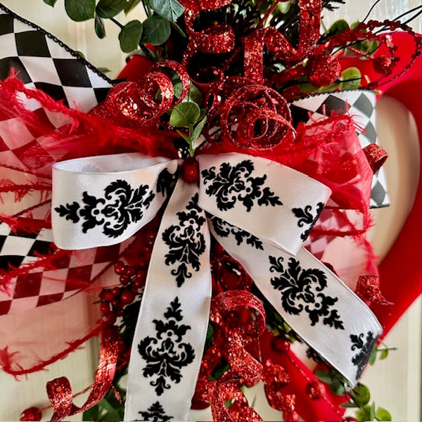 Flocked Heart Wreath, Handmade
