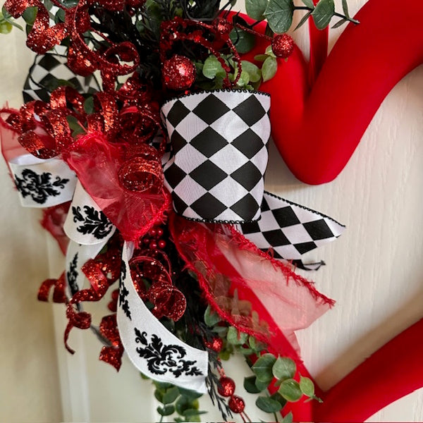 Flocked Heart Wreath, Handmade