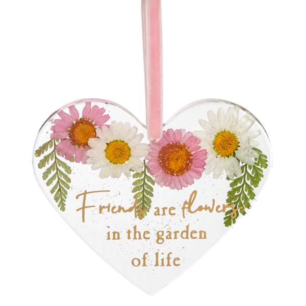 Friends Are Flowers in the Garden of Life-Acrylic Heart Ornament