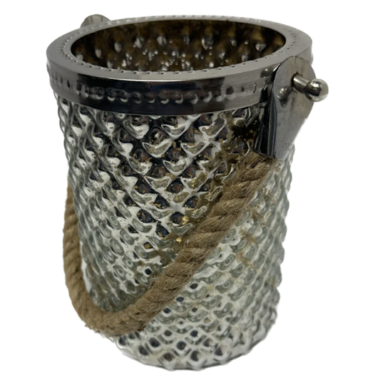 Glass Hurricane Candle Holder with Rope Handle