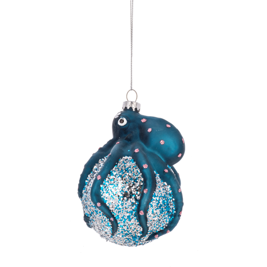 Glittered Octopus Ornament